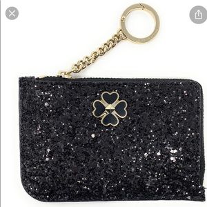 KATE SPADE GLITTER MEDIUM L-ZIP CARD HOLDER